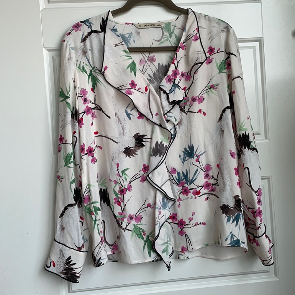 ‼️bundle deal‼️ Zara summer print ruffle blouse
